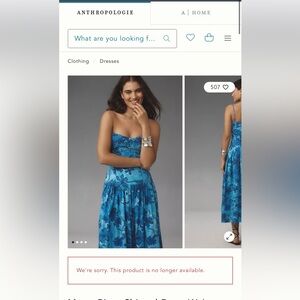 Anthropologie Blue Strapless Sundress for Weddings